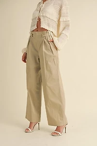 Taupe Pleated Wide Leg Pants