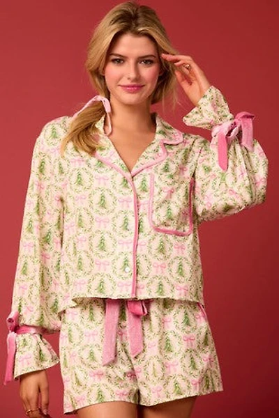 Pink Christmas Tree/Bow PJ Set