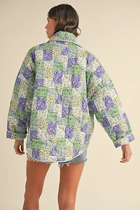 Green Patchwork Floral Quilted Jacket