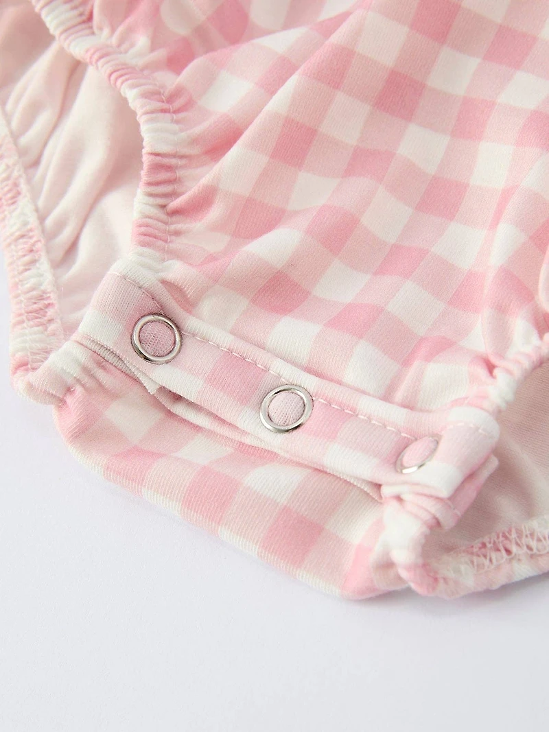 Pink Gingham Santa Romper