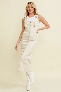 Cream Button Down Jumper Midi Dress