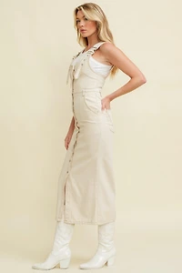 Cream Button Down Jumper Midi Dress