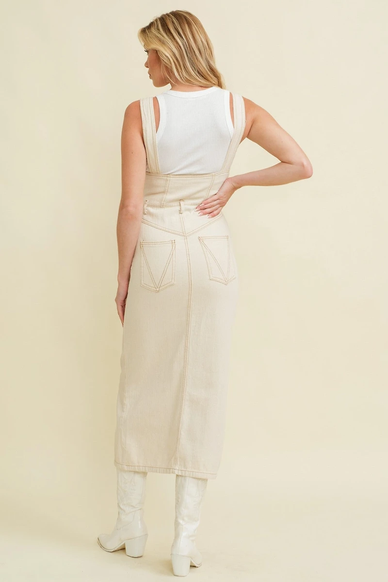 Cream Button Down Jumper Midi Dress