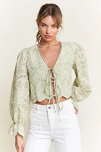 Sage Front Bow Tie Long Sleeve