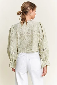 Sage Front Bow Tie Long Sleeve