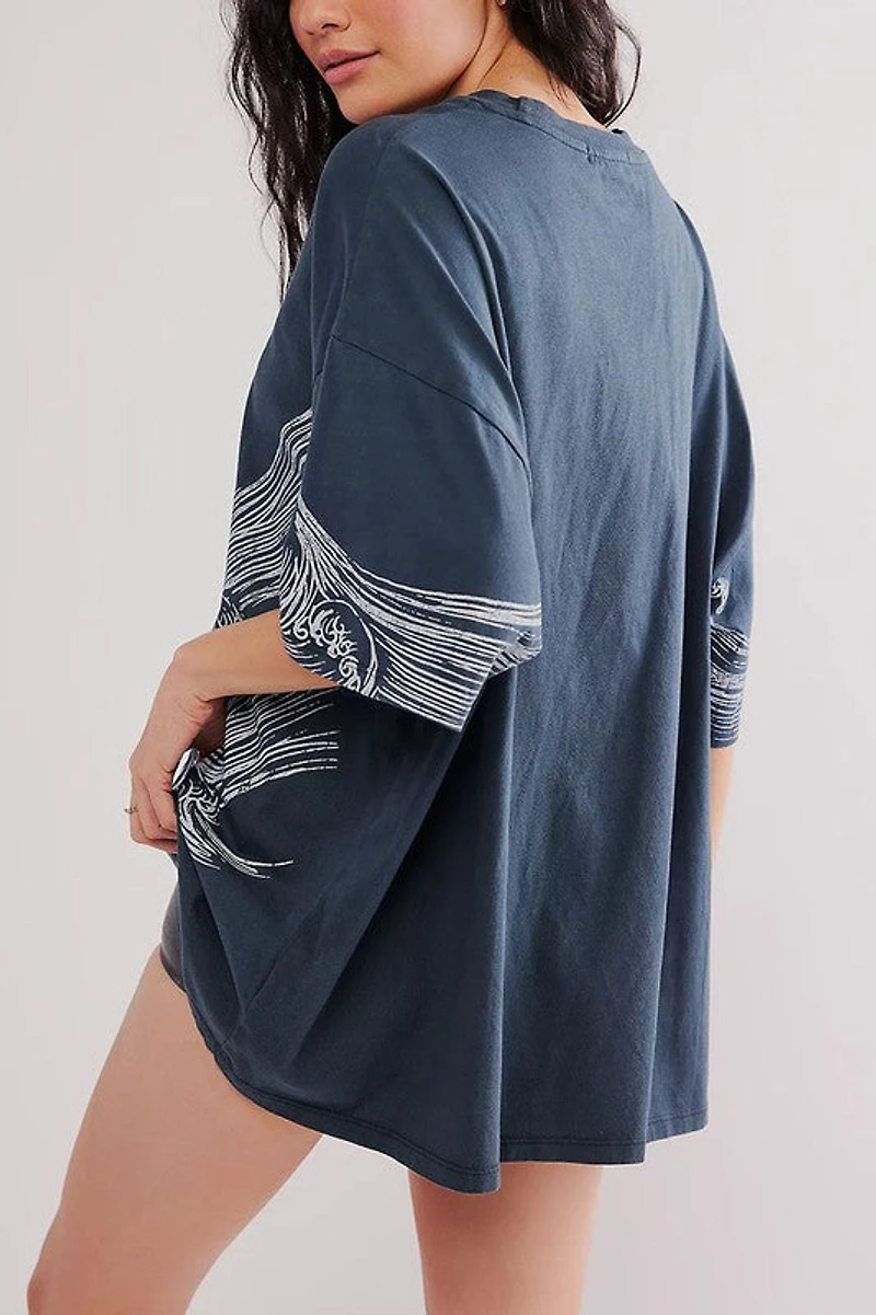 Navy Printed Oversized T-Shirt
