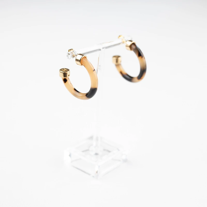 Tortoise Shell Small Hoop Earrings