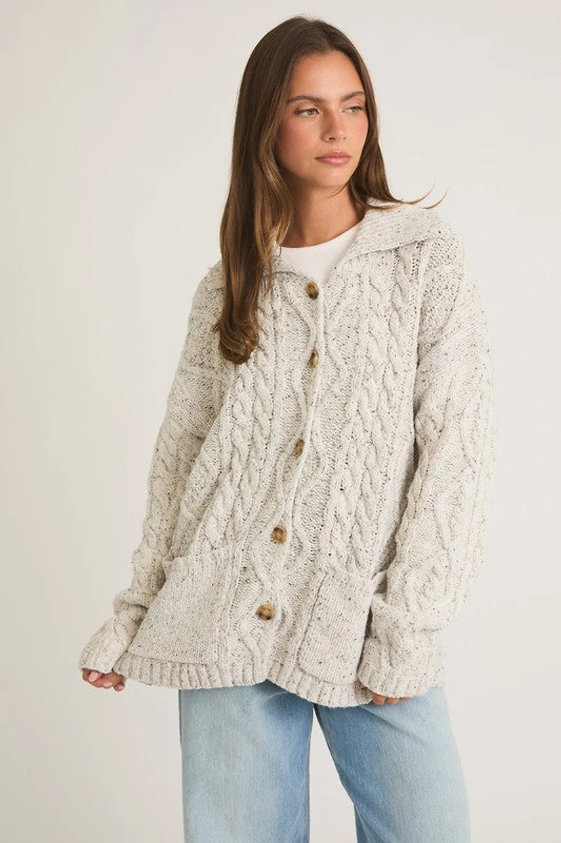 Heather Grey Front Pocket Oversized Cardigan