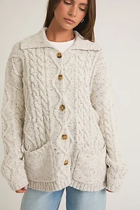 Heather Grey Front Pocket Oversized Cardigan