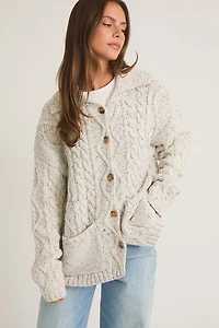 Heather Grey Front Pocket Oversized Cardigan