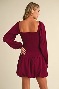 Red Long Sleeve Mini Dress