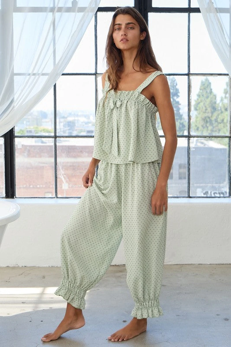 Green Embroidered Dot Set