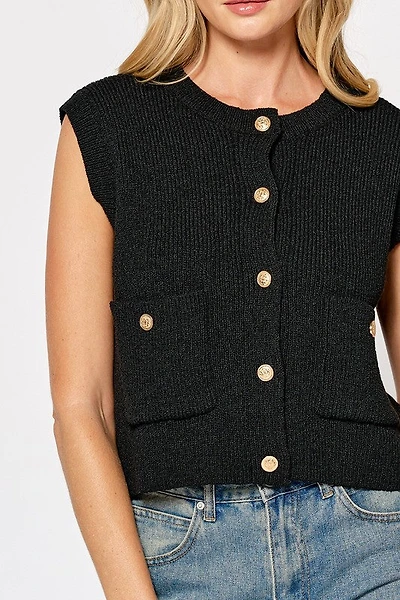 Black Button Vest