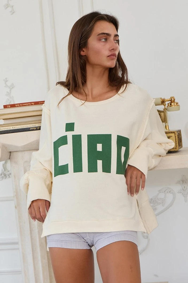 Cream 'CIAO' Long Sleeve Top