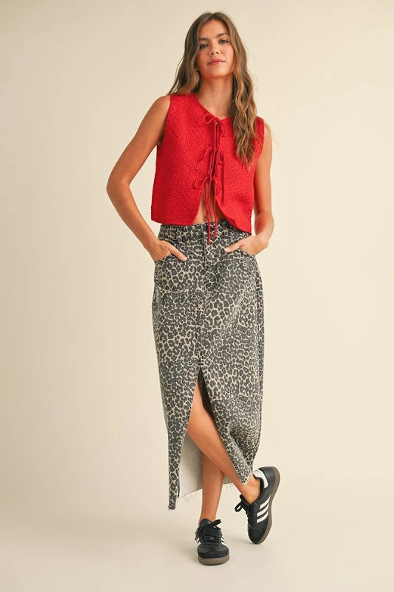 Red Knit Bow Top