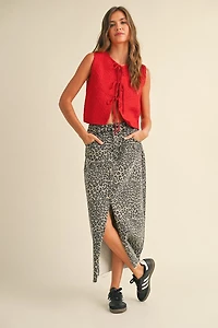 Red Knit Bow Top
