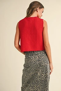 Red Knit Bow Top