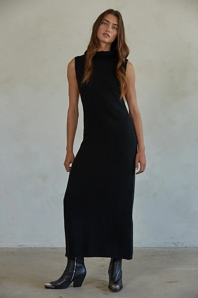 Black Sleeveless Sweater Maxi Dress