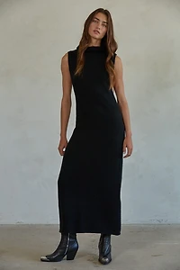 Black Sleeveless Sweater Maxi Dress