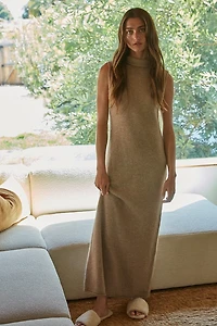Tan Sleeveless Sweater Maxi Dress