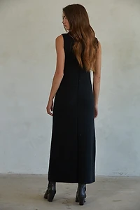 Black Sleeveless Sweater Maxi Dress