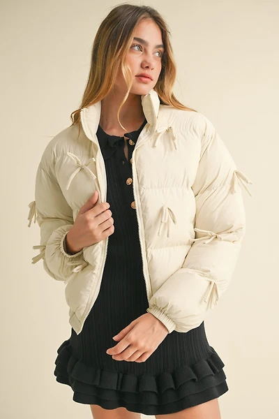 Puffer Jacket With Bows