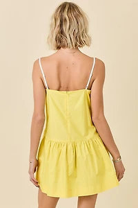 Yellow Drop Waist Dress & Knotted Edge Detail
