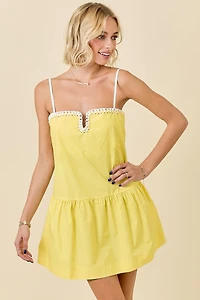 Yellow Drop Waist Dress & Knotted Edge Detail