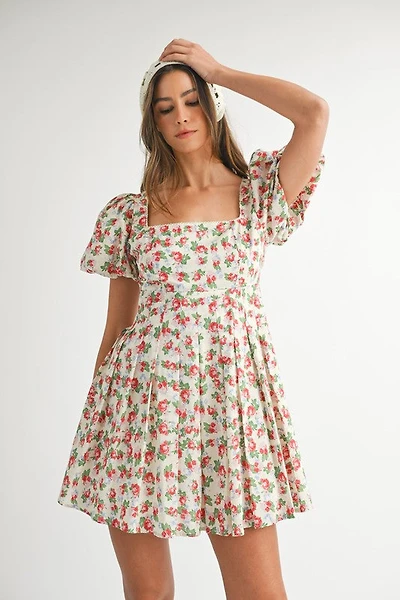 Red Floral Mini Dress