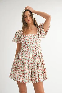 Red Floral Mini Dress