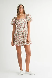 Red Floral Mini Dress