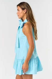 Light Blue Front Ribbon Mini Dress