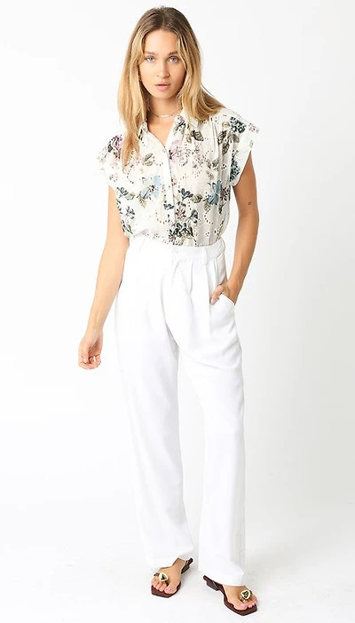 White Floral Button Down Top