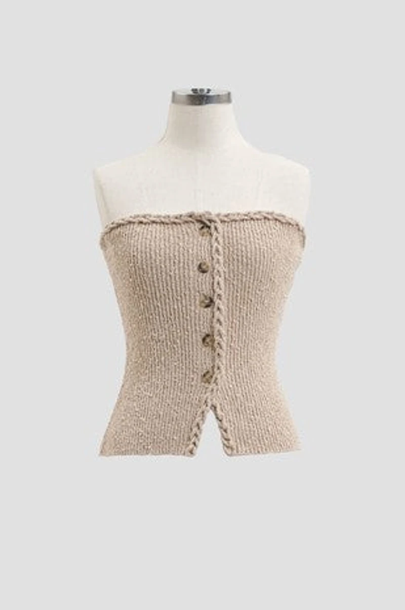 Braided Sleeveless Sweater Top