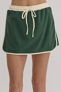 Green Contrast Skirt Set