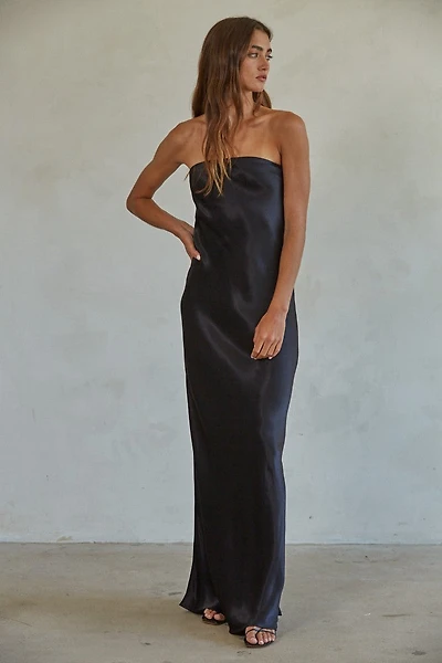 Black Satin Strapless Dress