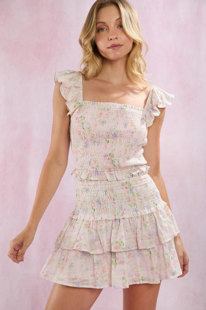 Pink Floral Mini Skirt