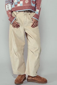 Khaki Corduroy Barrel Jeans