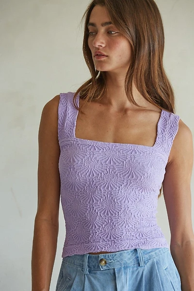 Purple Floral Seamless Tank Top