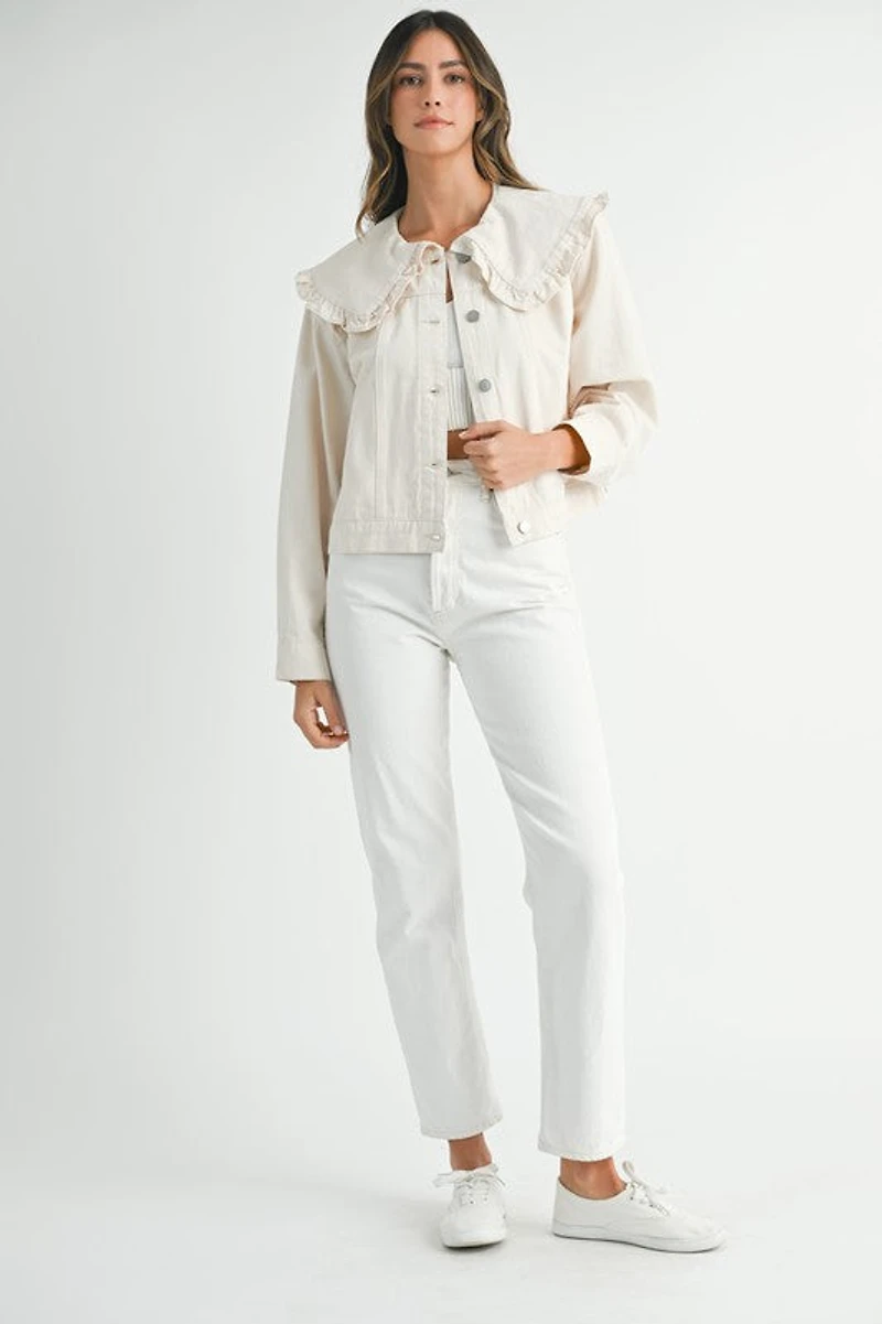 Ecru Denim Collared Jacket