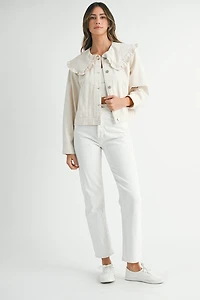 Ecru Denim Collared Jacket
