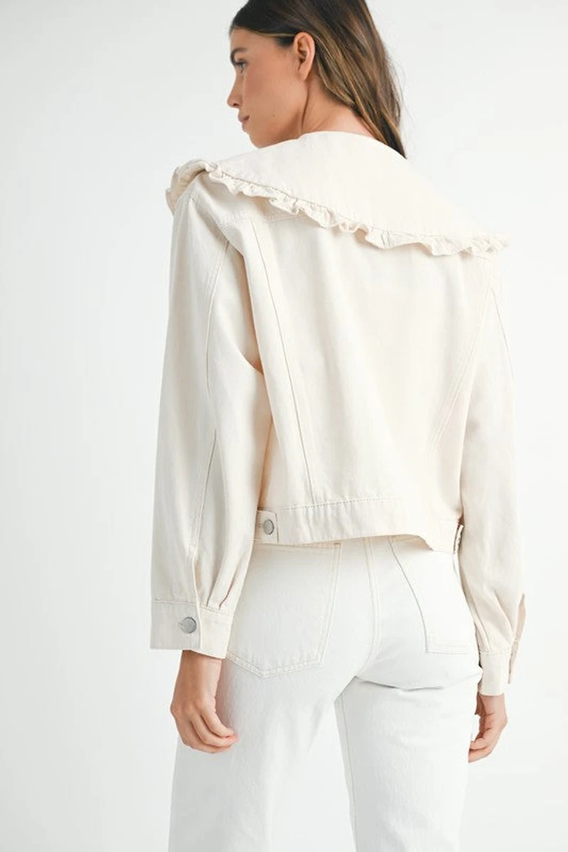 Ecru Denim Collared Jacket