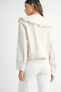 Ecru Denim Collared Jacket