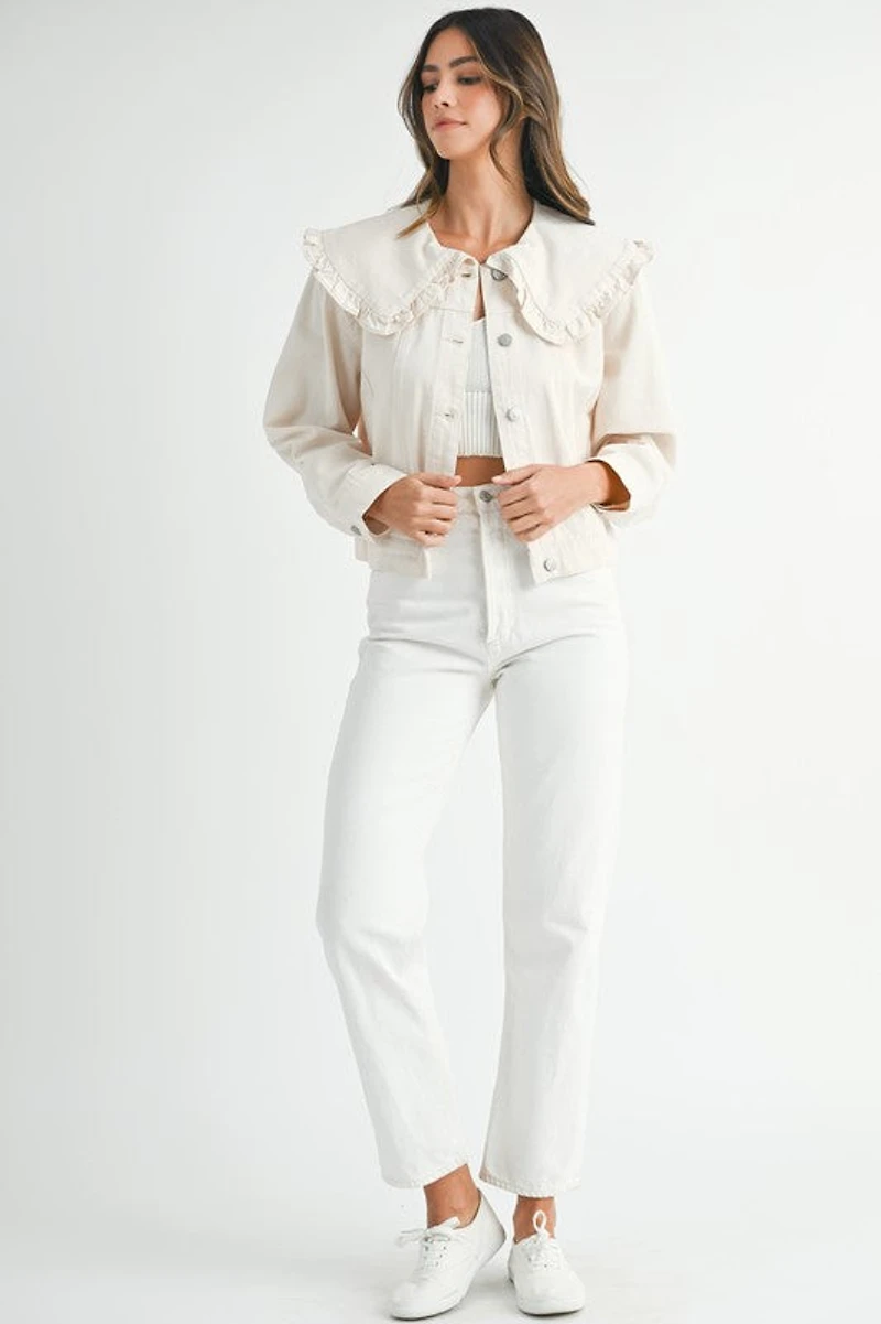 Ecru Denim Collared Jacket