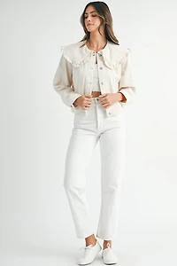 Ecru Denim Collared Jacket