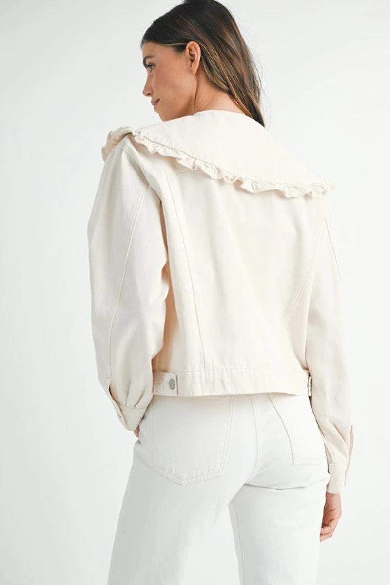 Ecru Denim Collared Jacket