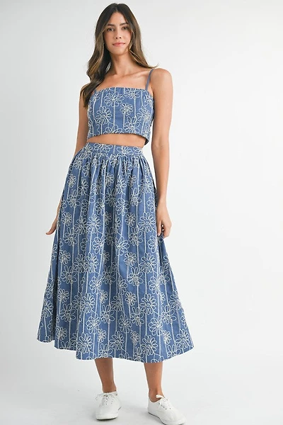Floral Tube Top & Midi Skirt