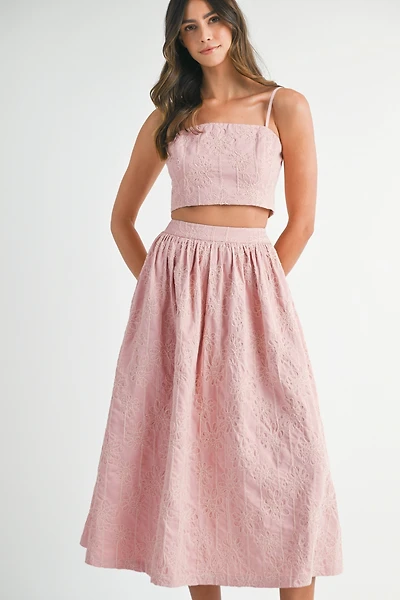 Purple Floral Tube Top & Midi Skirt