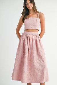Purple Floral Tube Top & Midi Skirt