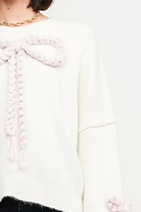 Off White Braided Bow Sweater